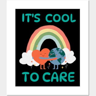 It's Cool To Care   earth day 2024 gift april 22 Cute Teacher  Lover Rainbow Posters and Art